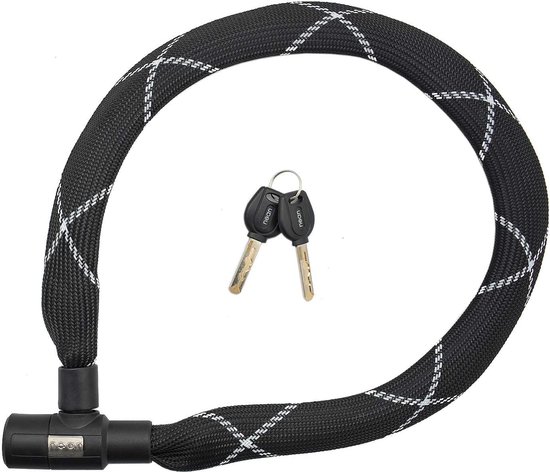 Fietsslot kettingslot, fietskettingslot, 2 veiligheidssleutels, hoge veiligheid en extreem robuuste weefselcoating, geharde vierkante stalen kettingschakels, 6 x 6 x 900 mm, zwart van ABUS