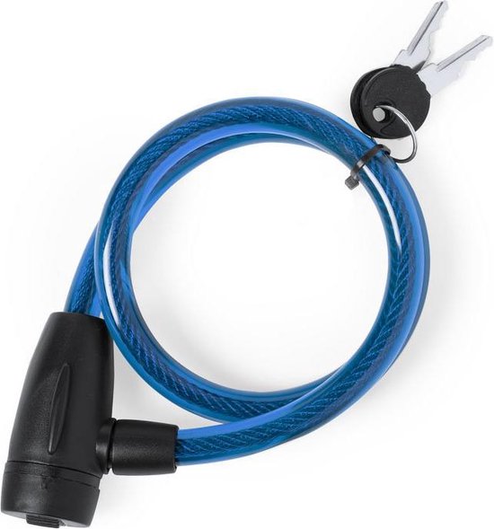 Fietsslot - kettingslot - hangslot met sleutel - kabelslot - sloten - waterbestendig - blauw van Merkloos