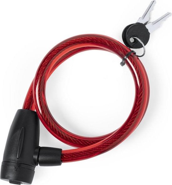 Fietsslot - kettingslot - hangslot met sleutel - kabelslot - sloten - waterbestendig - rood van Merkloos