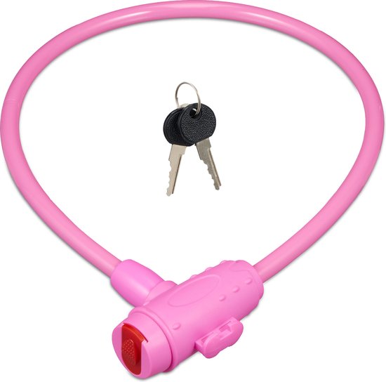 fietsslot kinderfiets - 2 sleutels - 70 cm lang - kabelslot - roze van Merkloos
