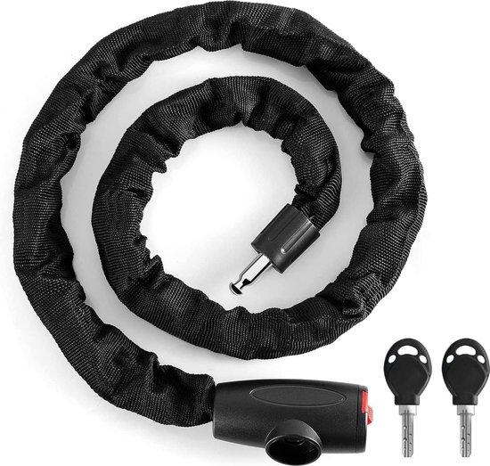 Fietsslot met 2 Sleutels 120cm Stalen Ketting 6mm Fietsslot met Waterdichte Hoes voor Fiets Motor Scooter Poortdeuren van LLP载乐派