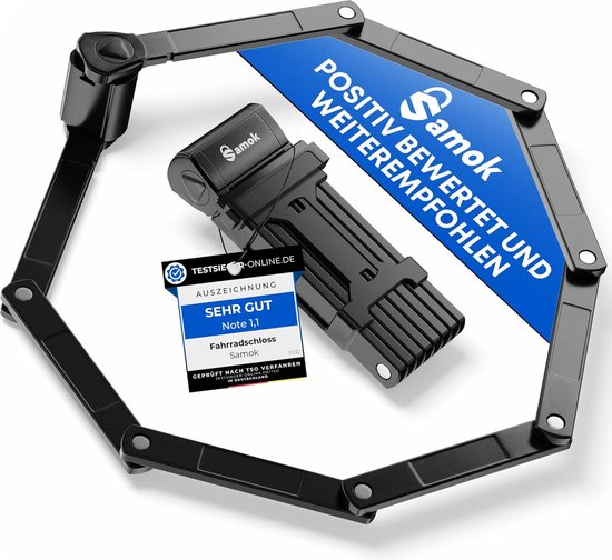 Fietsslot, vouwslot, 120 cm, vouwslot voor fiets, incl. houder en accessoires, extreem veilig fietsslot, ideaal als e-bike-slot en MTB-slot, fietsslot van MOSSNDAR