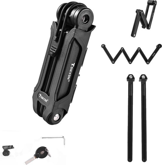 Fietsslot, vouwslot, vouwslot, 85 cm, vouwslot, hoge veiligheid, MTB-slot, veilig vouwslot voor alle fietsen, e-bikes, enz van Merkloos