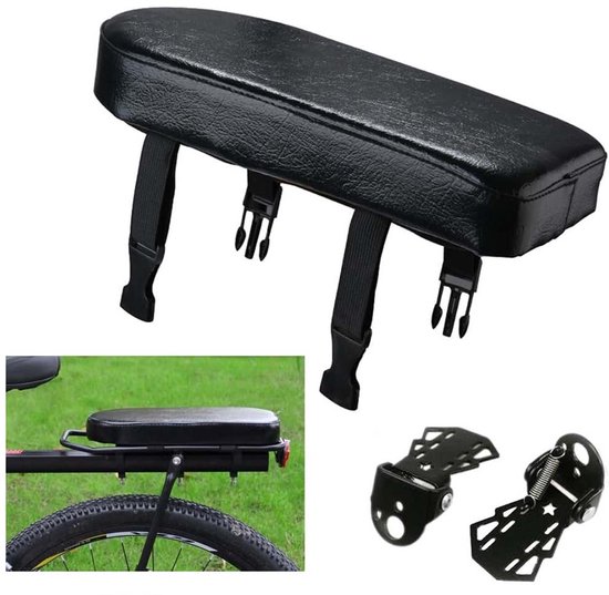 Fietsstoeltje Achterzitje - Met Voetsteuntjes - Bagagedrager Kussen - Fietsstoeltje Set - Achterzitje Fiets - Fietskussen Bagagedrager - Universeel - Elektrische Fiets/ Fietsen/Elektrische Scooter - Verdikt - Zacht - Zwart van Merkloos