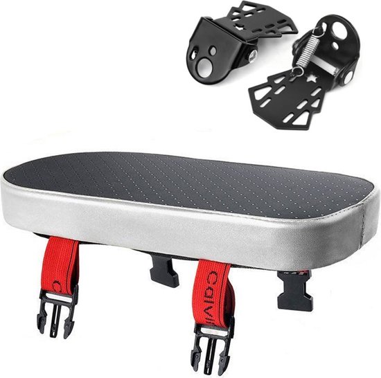 Fietsstoeltje Achterzitje - Met Voetsteuntjes - Fietszitje Achter - Bagagedrager Kussen - Fietsstoeltje Set - Achterzitje Fiets - Fietskussen Bagagedrager - Universeel - Zilver - Elektrische Fiets/ Fietsen/Elektrische Scooter - Verdikt - Zacht van Veloér.