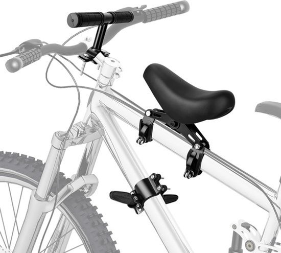 Fietsstoeltje - Kinderzitje voor op de fiets - met voetsteunen en handgrepen - ergonomisch design - veilig en comfortabel - snelle installatie - Zadel op stang - mountainbike zitje voor kind - veilig en comfortabel - zwart van Merkloos