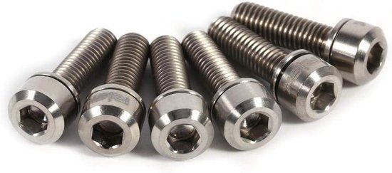 Fietsstuurbouten met ringen - Set van 6 bouten voor mountainbike en racefiets - M5 x 18 mm - Titaniumlegering TC4. van Merkloos