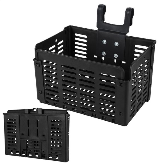 Fietsstuurmand – Fietsmand - Afneembare opbergmand voor voorop – Opvouwbaar – Geschikt voor mountainbikes en e-bikes – PP-materiaal – Zwart van Merkloos