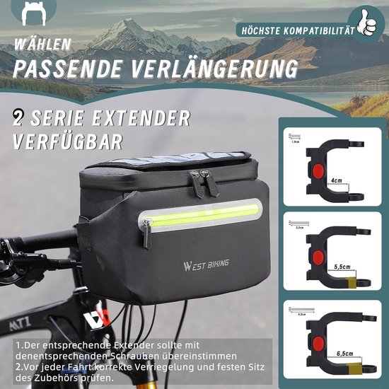 Fietsstuurtas met stuuradapter voor e-bikes - Vooraan waterdichte fietstas met telefoonhouder en afneembare schouderriem (4 L) Stuurtas fiets van VAUDE