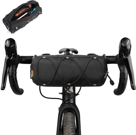 Fietsstuurtas met voorvak en schouderriem voor racefiets en mountainbike - opbergtas voor fietstochten (zwart) van Riverside