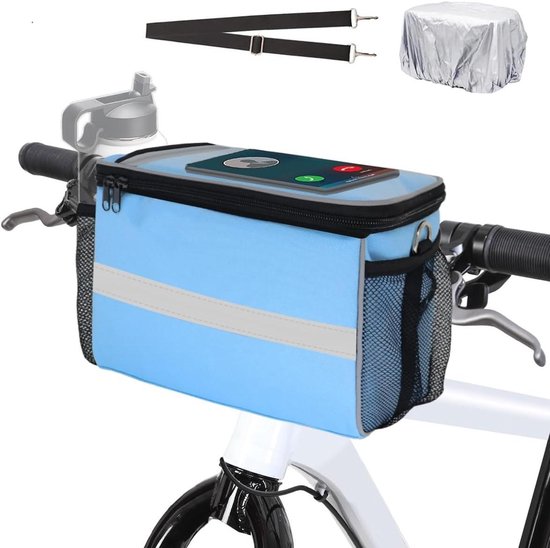 Fietsstuurtas Telefoonhouder - Fietstas Opbergtas - Fietsen Organiseren - Waterbestendig Regenhoes - 4L Capaciteit - Azure