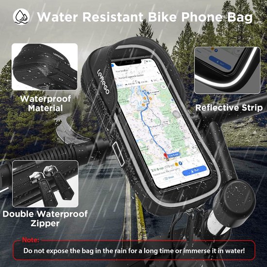 Fietsstuurtas - Touchscreen Telefoonhouder Fiets Fietstas Bike Phone Holder Bag 360 Draaibaar Waterdicht Reflecterend - Max 6.8 inch van LIOOBO