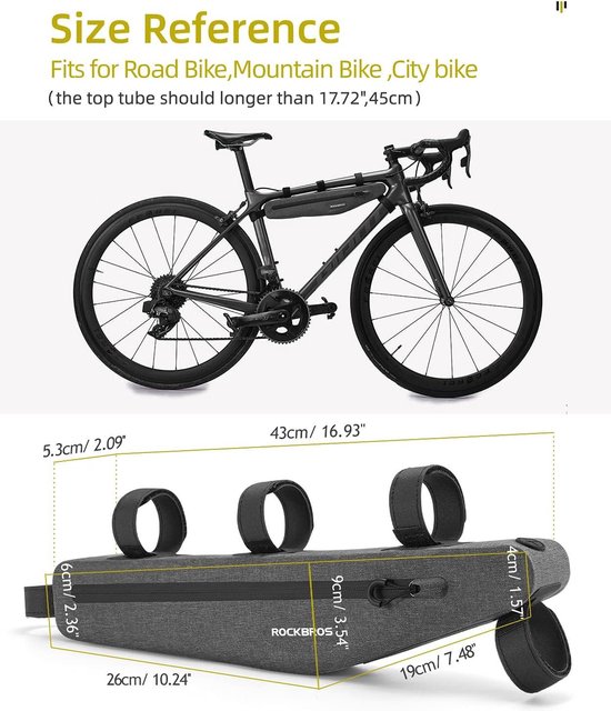 Fietstas 100% Waterdichte Fietsframetas Bovenbuistas Driehoekige Tas voor MTB Racefiets E-bike 1.5L - Waterdicht en Duurzaam Waterproof bicycle bag van Fietstas