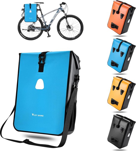 Fietstas, 18 liter, fietstas voor bagagedrager, waterdichte schoudertas, 2-in-1 fietstas, bagagedragertas met schouderriem, geschikt voor outdoor, voor e-bike- en MTB-racefiets, blauw van Fietstas