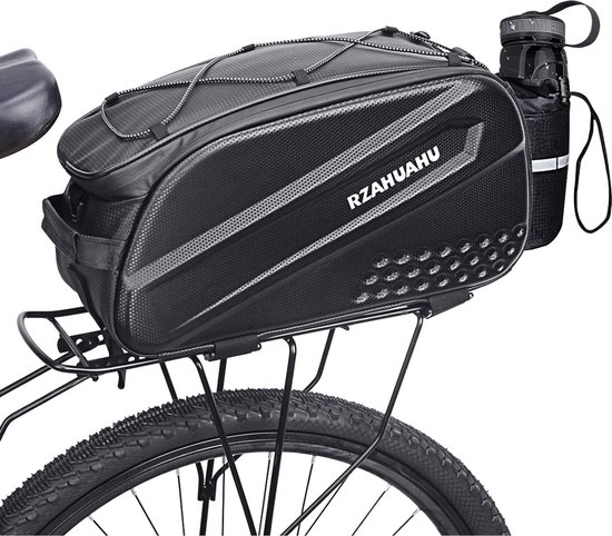 Fietstas, bagagedragertas, 10 liter, multifunctionele fietstas, achterbank, kofferbaktas, waterdicht, fietstas voor fiets, zitting, fiets, mand, schouder handtas (zwart) van Fietstas