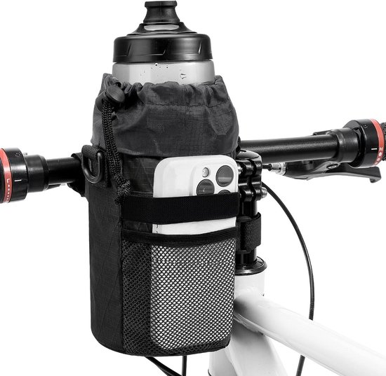 Fietstas - Bidonhouder tas - Fietstochten - Nylon materiaal - 1.2 liter - Zwart