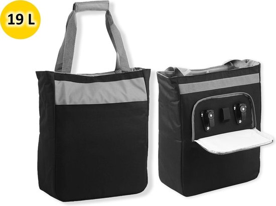Fietstas Enkel Zwart - Waterafstotend - 19L - Handige Haken en Klittenbandsluiting - Inclusief Ritsvakje en Kliksluiting van Fietstas
