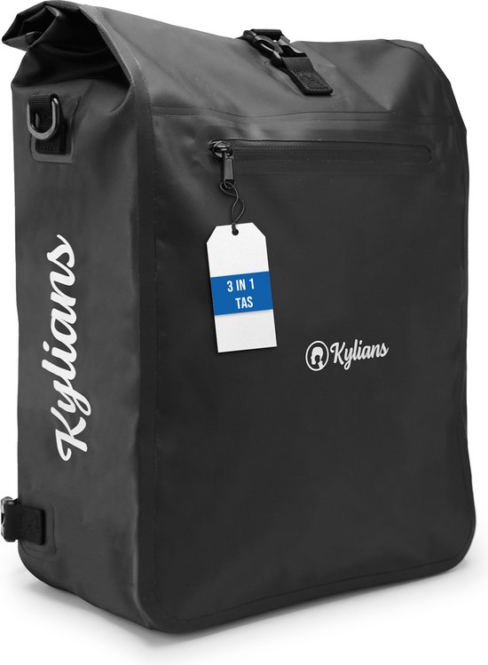 Fietstas - Rugzak/Schoudertas/Fietstas - 28 Ltr - Waterdicht - Zwart - Enkele Fietstas Voor Alle Fietsen - Fietstassen Voor Electrische Fietsen – Extra Rugkussens - Kylians van Merkloos