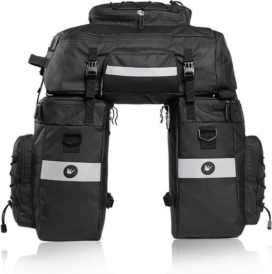 Fietstas, set voor fiets, bagagerek, zadeltas, schoudertas, laptop, bagagedrager, professionele fietsaccessoires, 3-in-1, zwart van Fietstas