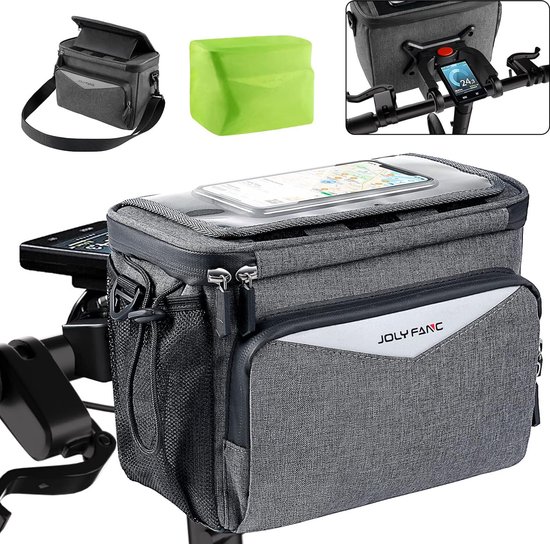 Fietstas, stuur met stuuradapter, 5,2 l, stuurtas voor fietsen en elektrische fietsen, waterdicht, fietsmand voor fiets, e-bike (grijs, 5,2 liter) van Fietstas