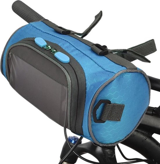 Fietstas stuurtas met smartphone houder - waterdicht - Fiets tas stuur - Smartphone houder fiets - T/M 6.2 inch - blauw van Fietstas