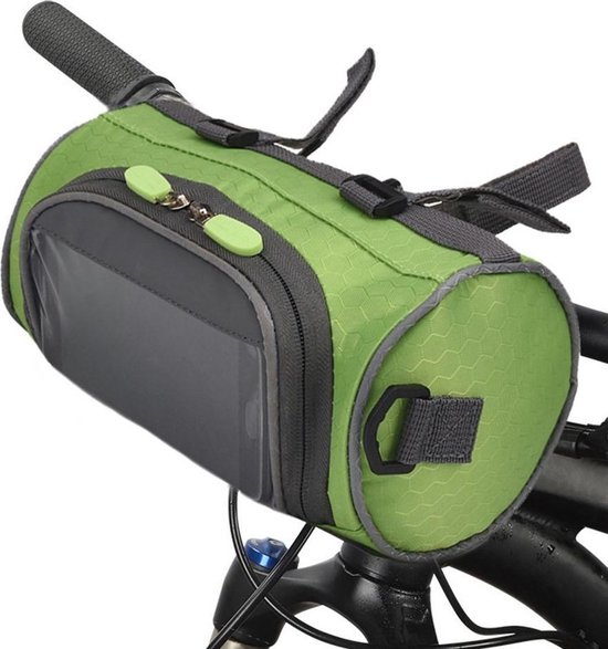 Fietstas stuurtas met smartphone houder – waterdicht – Fiets tas stuur – Smartphone houder fiets – T/M 6.2 inch - groen van Willex