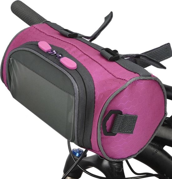 Fietstas stuurtas met smartphone houder – waterdicht – Fiets tas stuur – Smartphone houder fiets – T/M 6.2 inch - roze van Cycle Pirates