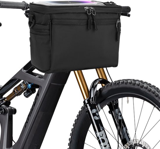 Fietstas voor aan het stuur - Geïsoleerde stuurtas voor - Fietsaccessoires - Fietsmand - Telefoontas met touchscreen schouderriem - Zwart