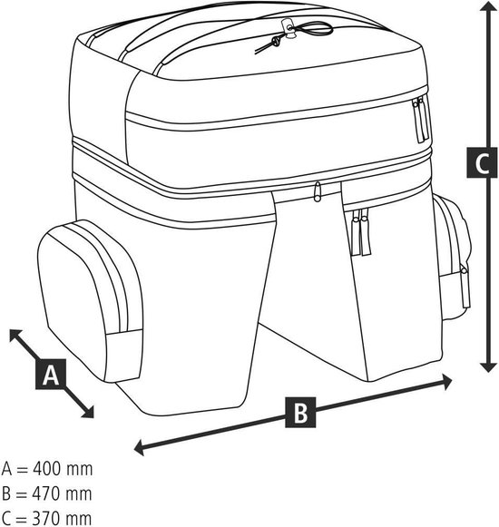 Fietstas voor bagagedrager - 3-delige fietstassenset - afneembare rugzak - bagagedragertas - twee zijzakken - regenhoes - zwart van Fietstas