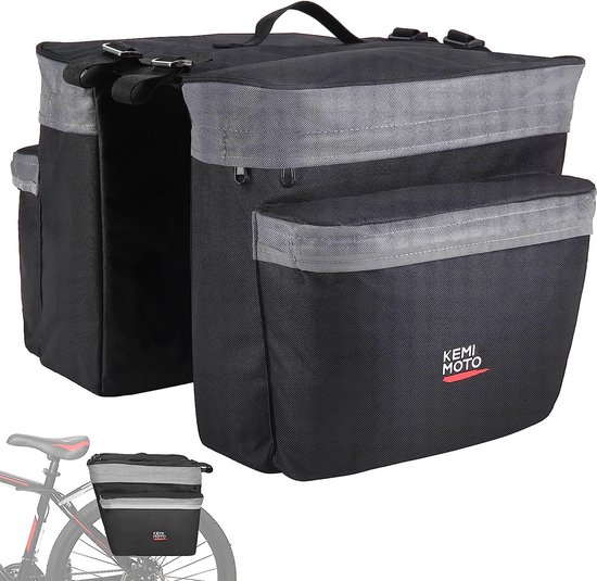 Fietstas voor bagagedrager, bagagedragertas voor fiets (30 l), waterafstotende fietstas achter, fietstassenset voor e-bikes, lange fietstochten van Fietstas
