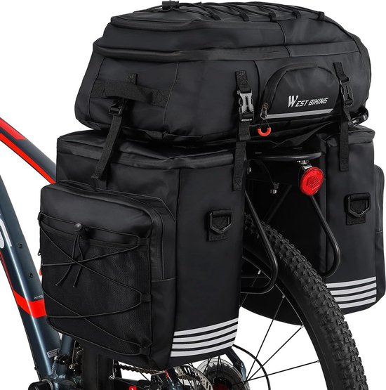 Fietstas, waterdicht, 3-in-1 fietstas, bagagetas, 48 liter, fietstas, rugzak en schoudertas, multifunctionele bagagetassen voor e-bike MTB van Fietstas