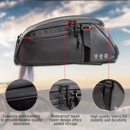 Fietstas Waterdichte Fiets Achterdrager Tas 8L - Fiets Achterbank Trunk Bag - Opbergtas voor MTB Racefiets - Camping Fietsen Reizen van Fietstas