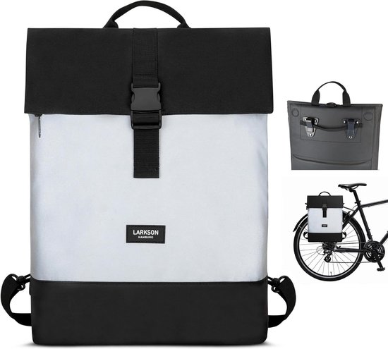 Fietstassen voor bagagedrager, dames en heren, zwart, reflecterend, 2-in-1 fietstas, rugzak en bagagedragertas achter, waterafstotend van Fietstas