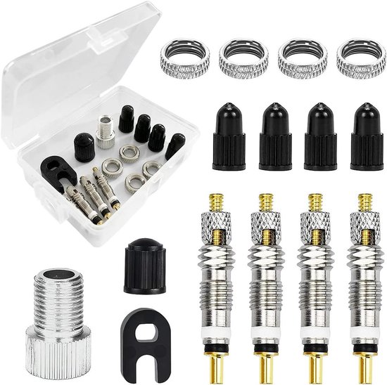 Fietsventiel Adapter Set - Ventiel Reparatie Kit - Banden Oppompen - Universele Compatibiliteit - 15 Stuks - Zilver