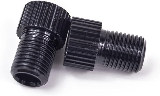 Fietsventiel Adapter - Ventiel Verloopstuk - Banden Oppompen - Messing Rubber Afdichting - 2 Stuks - Zwart