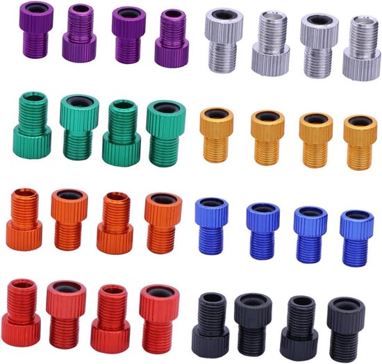 Fietsventiel Adapters - Presta Schrader - Banden Oppompen - Aluminium Legering - 4 stuks - Zwart