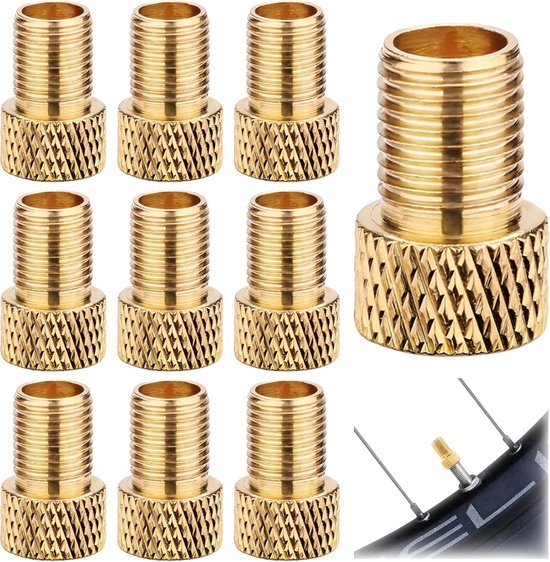 Fietsventiel Adapters - Ventiel Omvormers - Banden Oppompen - Lekvrije Afdichting - 10 Stuks - Goud