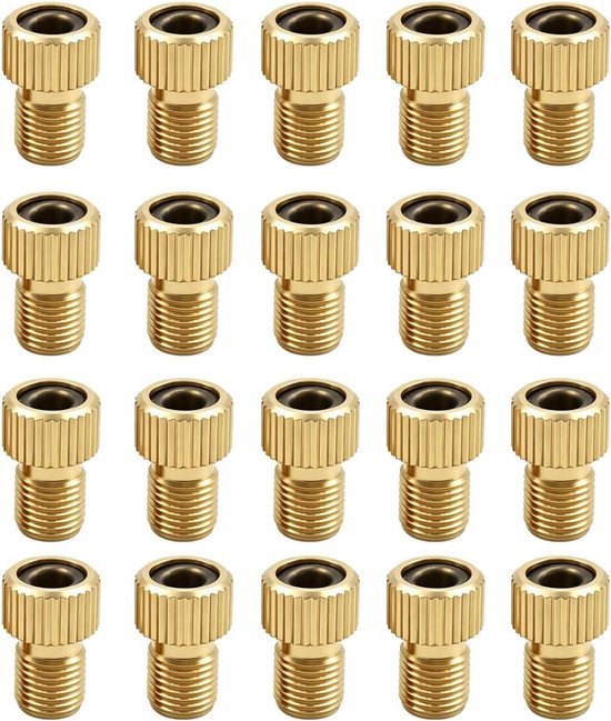 Fietsventiel Adapters - Ventiel Omzetters - Banden Oppompen - Sterke Afdichting Koper - 20 Stuks - Koperkleurig