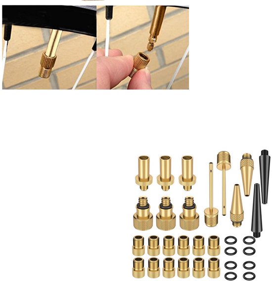 Fietsventiel verloopnippel - fiets ventiel - fietsventieldopjes - fiets ventiel adapter - fietsventiel adapter - Set van stuks verloopnippel Geschikt Voor fietsventiel - Set Verloopnippels Fietspomp - Adapter Fietsventiel - 32 stuks