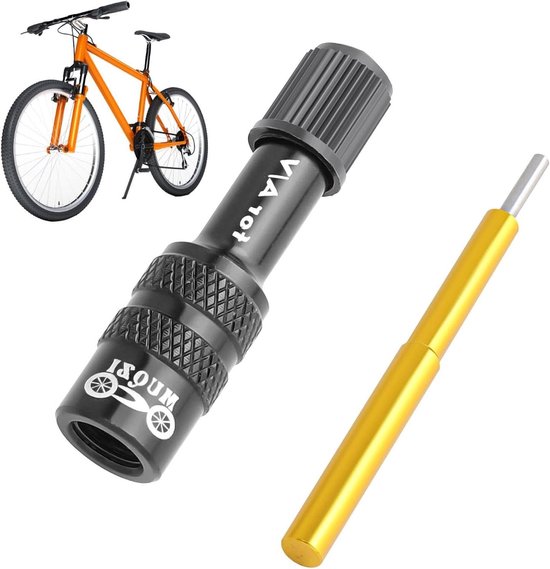 Fietsventieladapter Voorvork - Ventiel Adapter - Fietsbanden Oppompen - Aluminiumlegering - 17 cm Lengte - Zwart