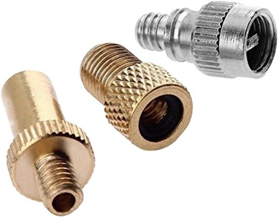 Fietsventielen set - Verloopnippels adapters - Banden oppompen - Voor Frans en auto - 3 stuks 4 cm - Metaal