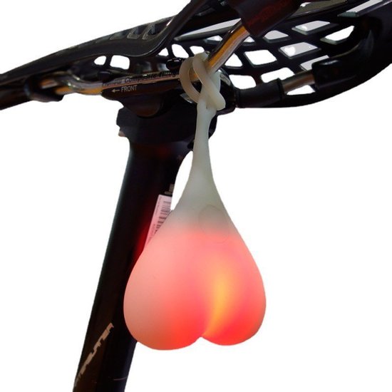 Fietsverlichting - 1 Stuk - Grappige Fietsverlichting - Met Knipperstand - Rood Achterlicht - Waterdicht Fietslicht - Bal Verlichting - Fietslamp Balzak - Cadeau - Grapje - Geschikt Voor Fietsen, Backpacken, Kamperen En Wandelen