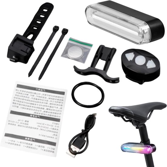 Fietsverlichting Achterlicht - LED Fietslamp - Veilig Fietsen - Met Knipperlicht - USB Oplaadbaar - Meerkleurig