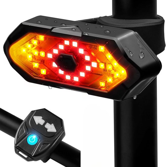 Fietsverlichting - Fietsachterlicht met Richtingaanwijzers - Draadloos & USB Oplaadbaar - Met Afstandsbediening - Waterdicht LED Achterlicht - Richtingaanwijzer - Fiets Knipperlicht - Fiets - Knipperlichten