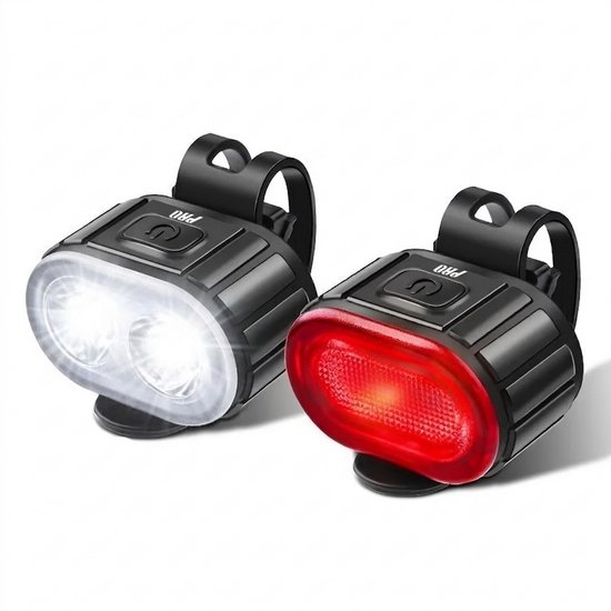 Fietsverlichting Koplamp Achterlicht Fiets Set 200 & 50 Lumen Fietsverlichtingsset Wit Rood
