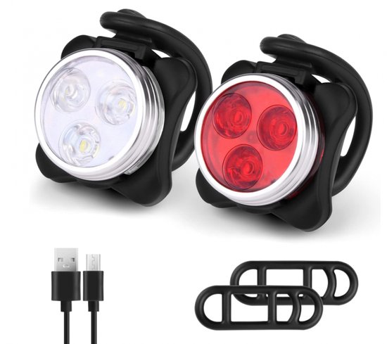 Fietsverlichting LED set - Voorlicht / Achterlicht - Fiets Koplamp - LED Fietslampjes Rood en Wit - Waterdicht - USB-C Oplaadbaar