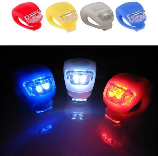 Fietsverlichting LED voorlicht en achterlicht siliconen - Fiets verlichting voorlamp of achterlamp verlichting - Fietslampje kinderen fietsverlichting waterdicht silicon