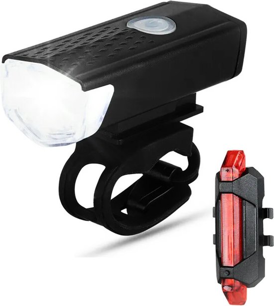 Fietsverlichting Set - Fietslamp LED - Voorlicht - Oplaadbare USB Led Fietslamp - Koplamp fiets - Waterdicht - 3 Lichtstanden - Zwart