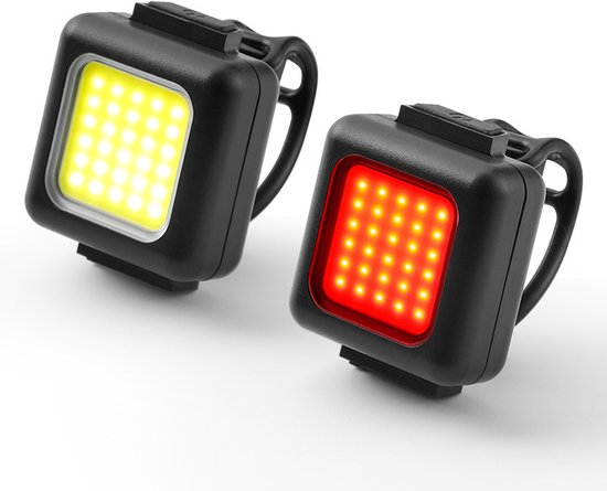 Fietsverlichting set - fietsverlichting - fietslampjes - fietsverlichting mountainbike - dag-/nachtverlichting - ABS - rood/geel