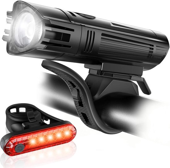 Fietsverlichting set - fietsverlichting usb oplaadbaar - fiets verlichting - Ultra heldere - fietsverlichting automatisch - fietsverlichting mountainbike - zwart